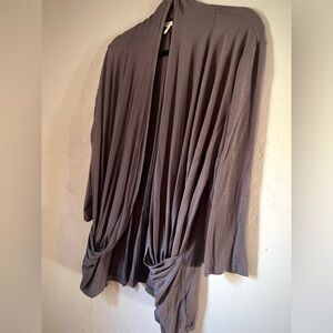 Draped Open-Front Cardigan in Mauve Gray XL